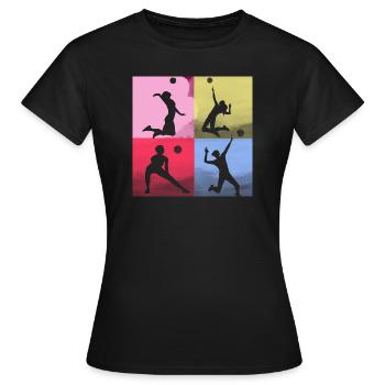 volley-ball,volleyballer,beachball,coloré - T-shirt Femme - noir - Devant - AI Model Female 172 dark (172cm)