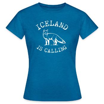 Island Fuchs Polarfuchs Blaufuchs Iceland - Frauen T-Shirt - Antikblaues Saphir meliert - Vorne - AI Model Female 172 dark (172cm)