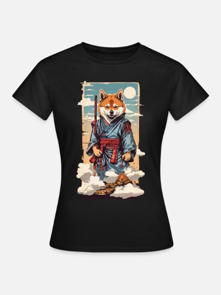 Vintage Shiba samouraï chien chien amant Design - T-shirt Femme - noir