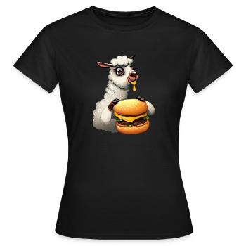 Lama Cheeseburger - Frauen T-Shirt - Schwarz - Vorne - AI Model Female 172 dark (172cm)