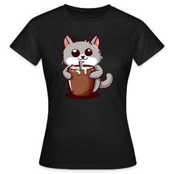 Chat de cacao - T-shirt Femme - noir - Devant - AI Model Female 172 dark (172cm)