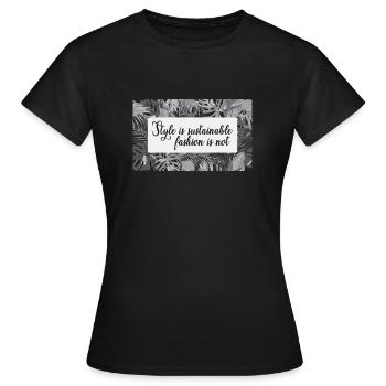 Nachhaltigkeit - Frauen T-Shirt - Schwarz - Vorne - AI Model Female 172 dark (172cm)