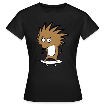 Skate-hedgehog "Knut H. Heckmann" - Women's T-Shirt - black - Front - AI Model Female 172 dark (172cm)