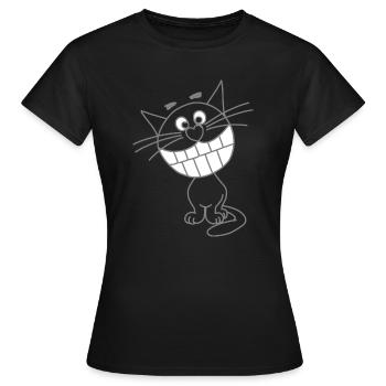 lustige Grinsekatze - Frauen T-Shirt - Schwarz - Vorne - AI Model Female 172 dark (172cm)