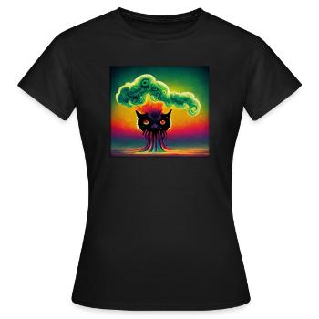 Cathulhu émergeant d’un nuage nucléaire - T-shirt Femme - noir - Devant - AI Model Female 172 dark (172cm)