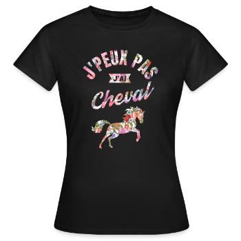 J'Peux Pas J'Ai Cheval - T-shirt Femme - noir - Devant - AI Model Female 172 dark (172cm)