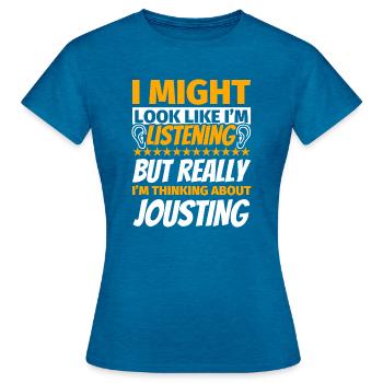 Lance piercing funny gift - Women's T-Shirt - antique blue sapphire heather - Front - AI Model Female 172 dark (172cm)