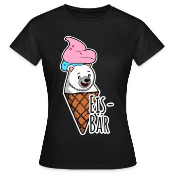 Eisbär in freier Wildbahn an der Eisdiele, LECKER! - Frauen T-Shirt - Schwarz - Vorne - AI Model Female 172 dark (172cm)