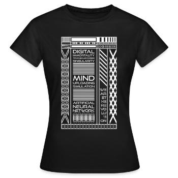 Cyberpunk Slogans - T-shirt Femme - noir - Devant - AI Model Female 172 dark (172cm)