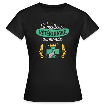 La meilleure vétérinaire du monde - T-shirt Femme - noir - Devant - AI Model Female 172 dark (172cm)