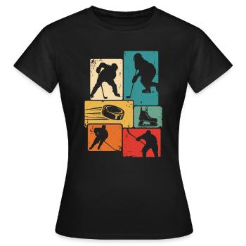 Eishockey Retro Hockey Eishockeyspieler - Frauen T-Shirt - Schwarz - Vorne - AI Model Female 172 dark (172cm)