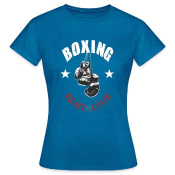 Boxing Fight Club - T-shirt Femme - bleu saphir antique chiné - Devant - AI Model Female 172 dark (172cm)