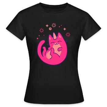 Einhorn Katze - Frauen T-Shirt - Schwarz - Vorne - AI Model Female 172 dark (172cm)
