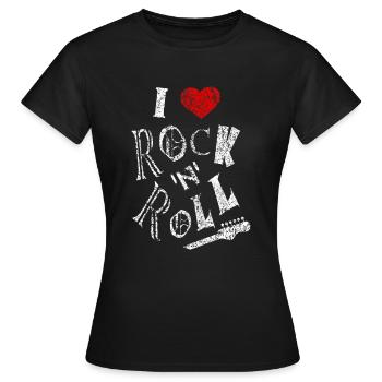 I Love Rock 'n' roll Rockabilly Rock and roll Herz - Frauen T-Shirt - Schwarz - Vorne - AI Model Female 172 dark (172cm)