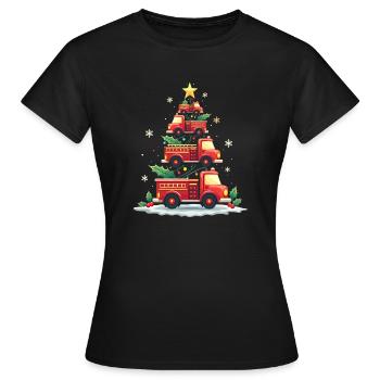 Camion de pompiers drôle, Camion de pompiers, Noël - T-shirt Femme - noir - Devant - AI Model Female 172 dark (172cm)