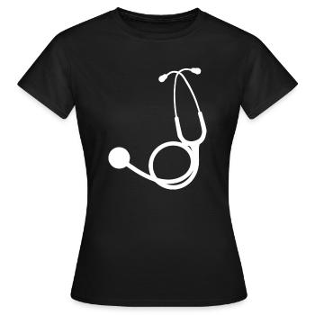 Le stéthoscope | Stethoscope white - T-shirt Femme - noir - Devant - AI Model Female 172 dark (172cm)