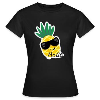 Hello Ananas - T-shirt Femme - noir - Devant - AI Model Female 172 dark (172cm)