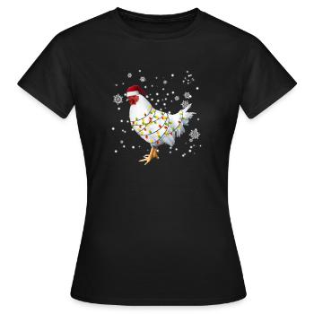 Huhn Weihnachten - Frauen T-Shirt - Schwarz - Vorne - AI Model Female 172 dark (172cm)