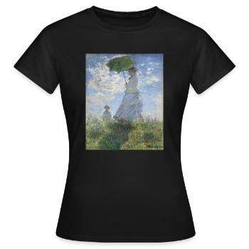 Claude Monet - Frau mit Sonnenschirm - Madame Monet - Frauen T-Shirt - Schwarz - Vorne - AI Model Female 172 dark (172cm)
