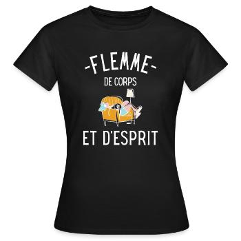 Flemme humour cadeau - T-shirt Femme - noir - Devant - AI Model Female 172 dark (172cm)