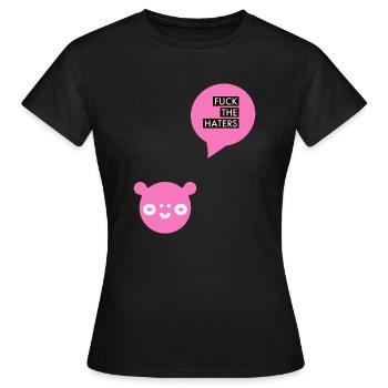 I HATE HATERS, Unzufrieden, Aggressiv, Abneigung, - Frauen T-Shirt - Schwarz - Vorne - AI Model Female 172 dark (172cm)