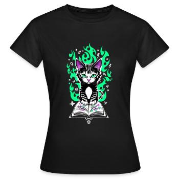 Chaton alchimique - T-shirt Femme - noir - Devant - AI Model Female 172 dark (172cm)
