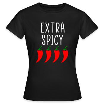Extra scharf - Frauen T-Shirt - Schwarz - Vorne - AI Model Female 172 dark (172cm)