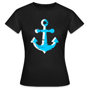 Zweifarbiger Anker - Frauen T-Shirt - Schwarz - Vorne - AI Model Female 172 dark (172cm)