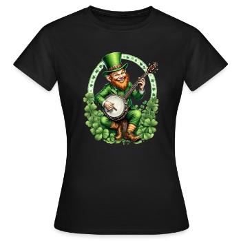 Leprechaun Banjo Player I Irish Music I St. - Frauen T-Shirt - Schwarz - Vorne - AI Model Female 172 dark (172cm)