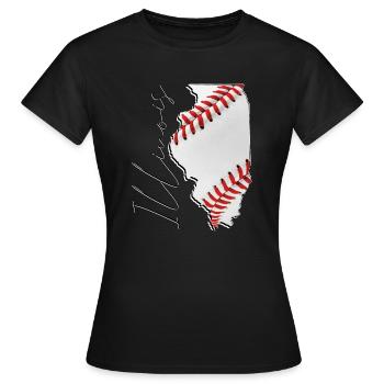 Illinois (États-Unis) | Vrai baseball | Script de carte - T-shirt Femme - noir - Devant - AI Model Female 172 dark (172cm)