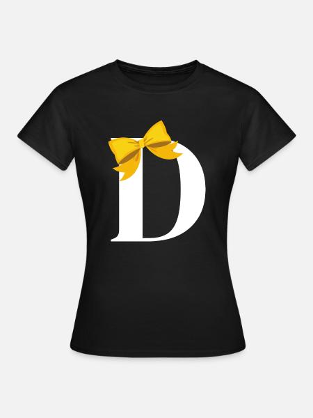 Buchstabe d gelber Knoten - Frauen T-Shirt - Schwarz