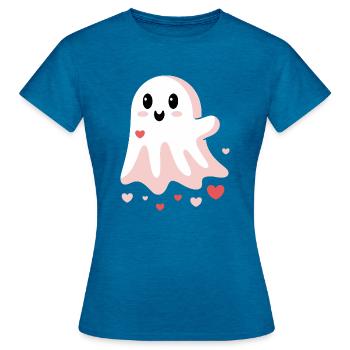 Cute Love Ghost - Women's T-Shirt - antique blue sapphire heather - Front - AI Model Female 172 dark (172cm)