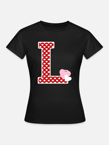 Buchstabe l Herz - Frauen T-Shirt - Schwarz
