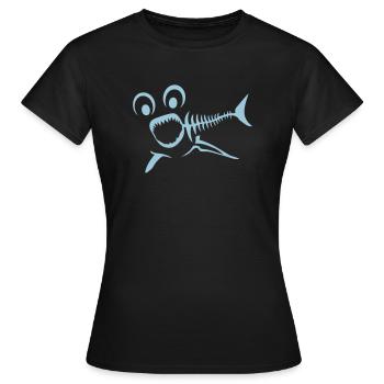 fish fish bone ridge Fischgräte requi - Women's T-Shirt - black - Front - AI Model Female 172 dark (172cm)