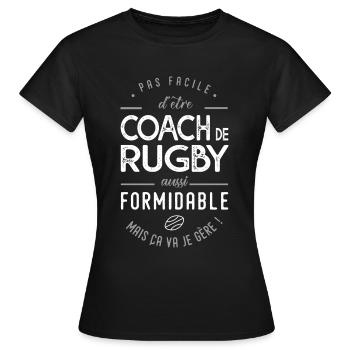 Coach Rugby formidable cadeau entraineur rugby - T-shirt Femme - noir - Devant - AI Model Female 172 dark (172cm)