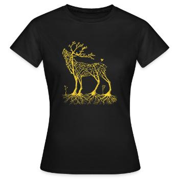 Forest deer in yellow - Women's T-Shirt - black - Front - AI Model Female 172 dark (172cm)