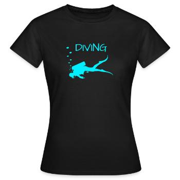 Diving Taucher mit Luftblasen Scuba Diver - Frauen T-Shirt - Schwarz - Vorne - AI Model Female 172 dark (172cm)