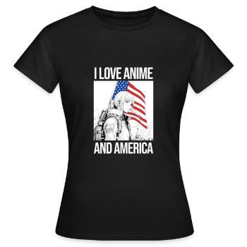 I love anime and America manga style. - Women's T-Shirt - black - Front - AI Model Female 172 dark (172cm)