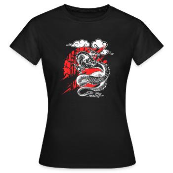 Idée cadeau manga Dragon Japan Moon Bamboo Comic - T-shirt Femme - noir - Devant - AI Model Female 172 dark (172cm)
