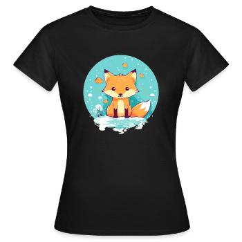 Niedlicher Fuchs Winter Schnee - Frauen T-Shirt - Schwarz - Vorne - AI Model Female 172 dark (172cm)