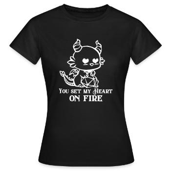 You set my Heart on fire RPG Valentine's Day - Women's T-Shirt - black - Front - AI Model Female 172 dark (172cm)