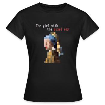 La fille à l’oreille de pixel - T-shirt Femme - noir - Devant - AI Model Female 172 dark (172cm)