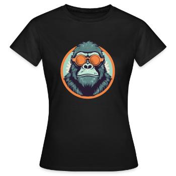 Gorilla mit Sonnenbrille, Affe, Primat - Frauen T-Shirt - Schwarz - Vorne - AI Model Female 172 dark (172cm)