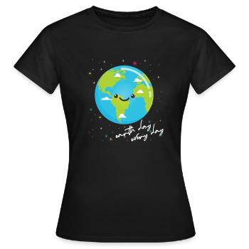 Earth Day Shirt Kids Women Men Happy Earth Day - Frauen T-Shirt - Schwarz - Vorne - AI Model Female 172 dark (172cm)