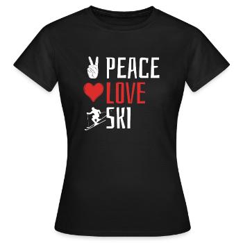 Peace Love Ski, Après-ski, Sports d’hiver, Vacances au ski - T-shirt Femme - noir - Devant - AI Model Female 172 dark (172cm)