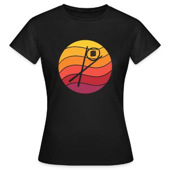 Sushi Stäbchen Sake Maki Retro Style Vintage - Frauen T-Shirt - Schwarz - Vorne - AI Model Female 172 dark (172cm)