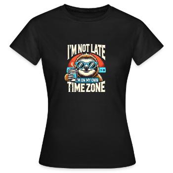 Sloth Time Zone – Always relaxed - Women's T-Shirt - black - Front - AI Model Female 172 dark (172cm)