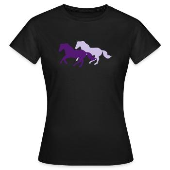 Deux chevaux au galop - T-shirt Femme - noir - Devant - AI Model Female 172 dark (172cm)