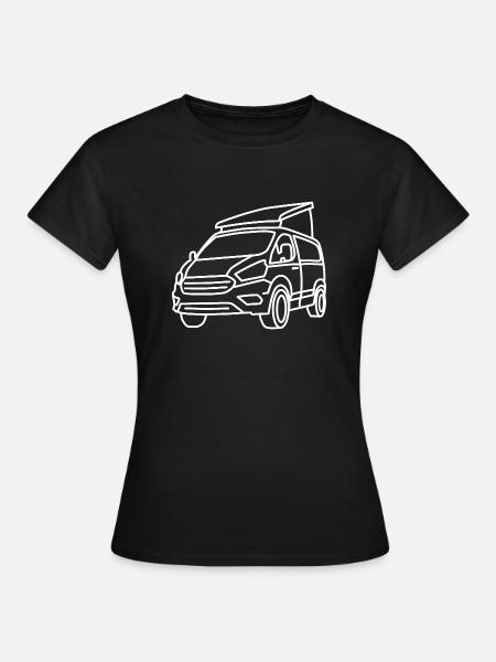 Camper with pop-up roof - White contour - Women's T-Shirt - black