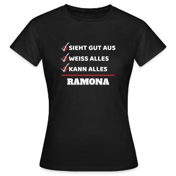 Ramona - Frauen T-Shirt - Schwarz - Vorne - AI Model Female 172 dark (172cm)